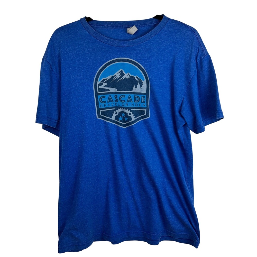 Cascade Gravel Grinder Embrace The‎ Grind Cycling Blue T-Shirt Mens